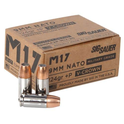Sig Sauer Elite Defense M17 9mm Luger +P 124 gr V Crown Jacketed Hollow Point - E9MMA2PM1720 Sig Sauer Elite Defense M17 9mm Luger +P 124 gr V Crown Jacketed Hollow Point - E9MMA2PM1720