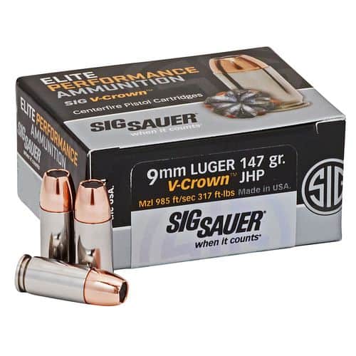 Sig Sauer Elite Defense 9mm Luger 147 gr V Crown Jacketed Hollow Point - E9MMA350 Sig Sauer Elite Defense 9mm Luger 147 gr V Crown Jacketed Hollow Point - E9MMA350