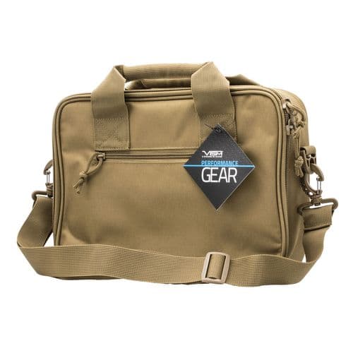 NcStar CPDX2971T VISM Double Pistol Range Bag with Mag Pouches, Loop Fasteners, Zippers, Padding & Tan Finish NcStar CPDX2971T VISM Double Pistol Range Bag with Mag Pouches, Loop Fasteners, Zippers, Padding & Tan Finish