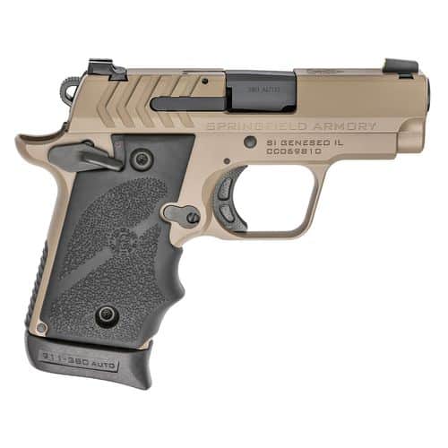 Springfield Armory PG9109F 911 380 ACP 2.70" 6+1 & 7+1 Flat Dark Earth Cerakote Frame Black Hogue Wraparound Rubber Grip Springfield Armory PG9109F 911 380 ACP 2.70" 6+1 & 7+1 Flat Dark Earth Cerakote Frame Black Hogue Wraparound Rubber Grip