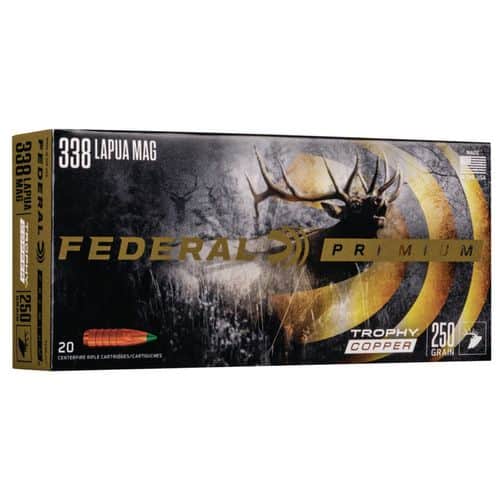 Federal P338LTC1 Premium 338 Lapua Mag 250 gr Trophy Copper (TC) 20 Bx/ 10 Cs Federal P338LTC1 Premium 338 Lapua Mag 250 gr Trophy Copper (TC) 20 Bx/ 10 Cs