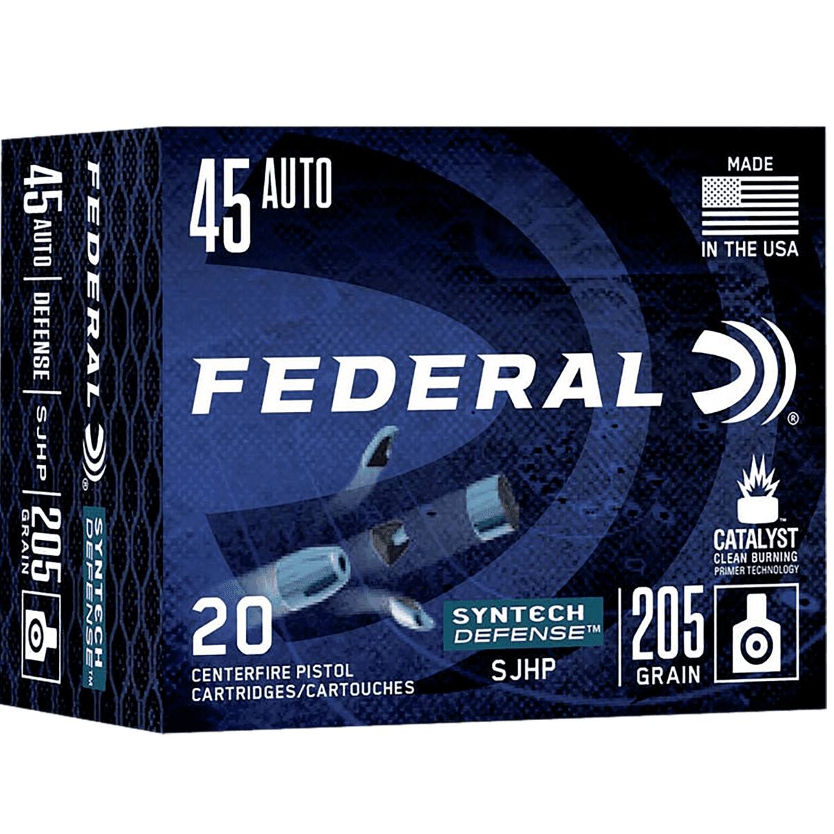Federal Syntech Defense 45 ACP 205 grain, 20 Per Box - S45SJT1 Federal Syntech Defense 45 ACP 205 grain, 20 Per Box - S45SJT1