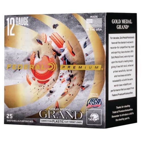 Federal GMT1199 Premium Gold Medal Grand Plastic12 Gauge 2.75" 1 oz 9 Shot 25 Bx/ 10 Cs Federal GMT1199 Premium Gold Medal Grand Plastic12 Gauge 2.75" 1 oz 9 Shot 25 Bx/ 10 Cs