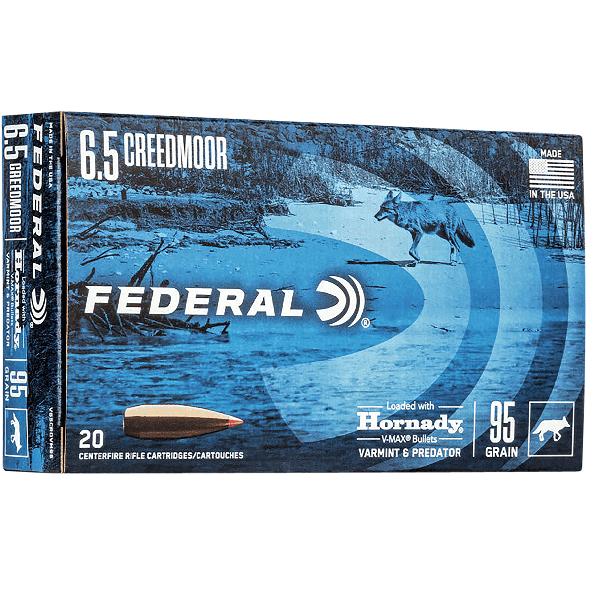 Federal V65CRDVM95 Varmint & Predator 6.5 Creedmoor 95 gr Hornady V Max 20 Per Box Federal V65CRDVM95 Varmint & Predator 6.5 Creedmoor 95 gr Hornady V Max 20 Per Box