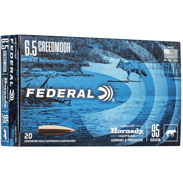 Federal V65CRDVM95 Varmint & Predator 6.5 Creedmoor 95 gr Hornady V Max 20 Per Box Federal V65CRDVM95 Varmint & Predator 6.5 Creedmoor 95 gr Hornady V Max 20 Per Box