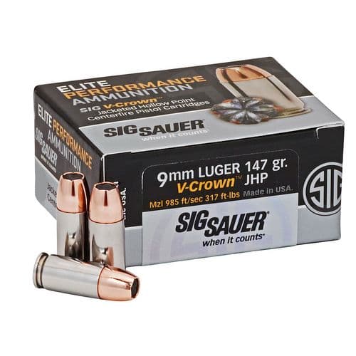 Sig Sauer Match Elite Competition 9mm Luger 147 gr V Crown Jacketed Hollow Point - E9MMA3COMP50 Sig Sauer Match Elite Competition 9mm Luger 147 gr V Crown Jacketed Hollow Point - E9MMA3COMP50