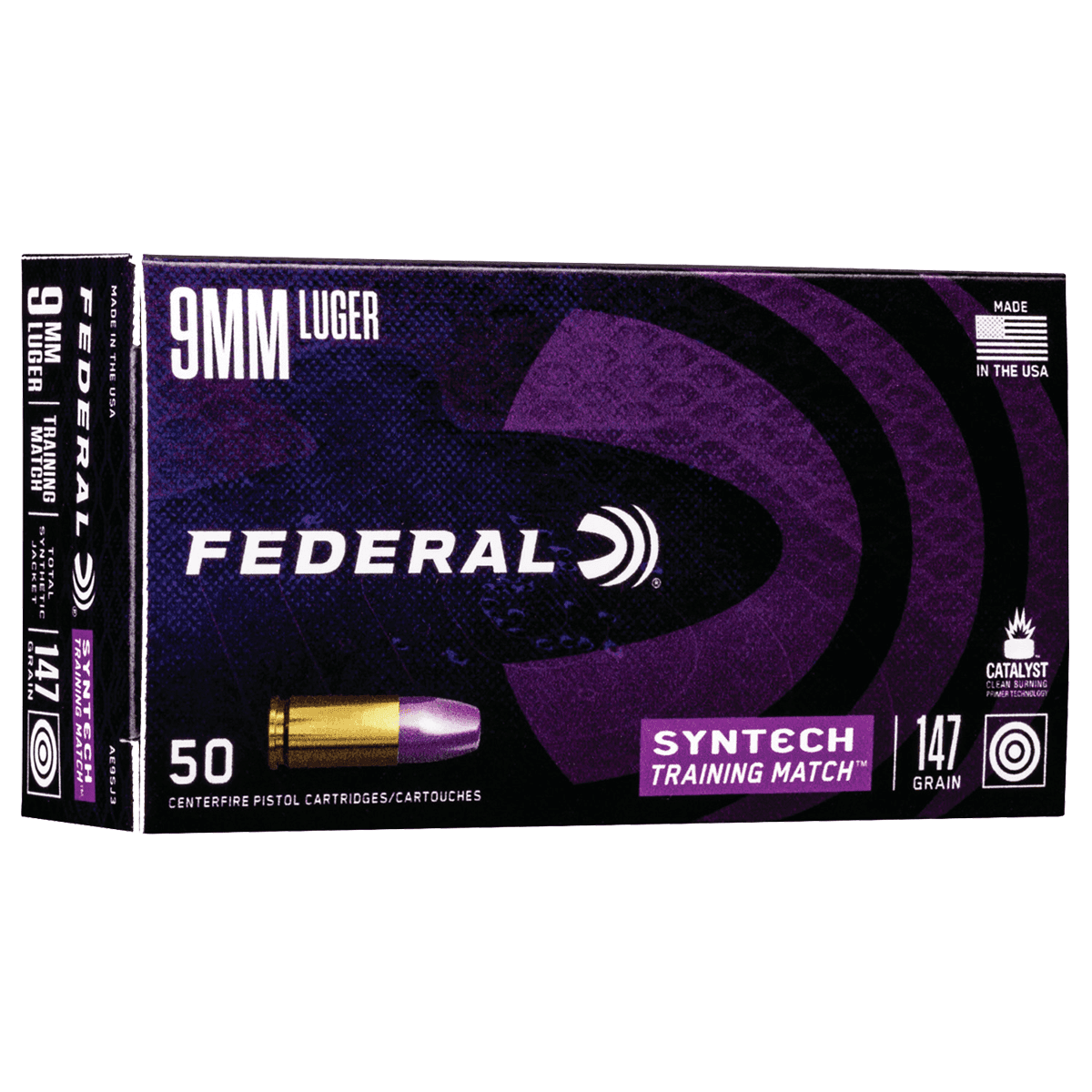 Federal AE9SJ3 Syntech Training Match 9mm Luger 147 gr Total Syntech Jacket Flat Nose Ammo Federal AE9SJ3 Syntech Training Match 9mm Luger 147 gr Total Syntech Jacket Flat Nose Ammo