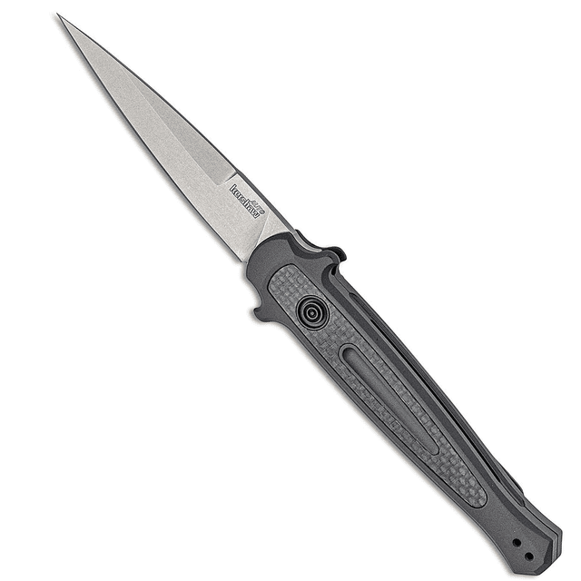 Kershaw 7150 Launch 8 3.50" Folding Spear Point Plain Stonewash CPM 154 Blade Gray Aluminum w/Carbon Fiber Insert Handle Kershaw 7150 Launch 8 3.50" Folding Spear Point Plain Stonewash CPM 154 Blade Gray Aluminum w/Carbon Fiber Insert Handle