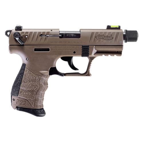 Walther Arms 5120753 P22 Q 22 LR 3.42" 10+1 Flat Dark Earth Cerakote Black Interchangeable Backstrap Grip Walther Arms 5120753 P22 Q 22 LR 3.42" 10+1 Flat Dark Earth Cerakote Black Interchangeable Backstrap Grip