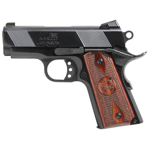 Iver Johnson Arms THRASHER 1911 Thrasher Officer 70 Series 45 ACP 3.13" 7+1 Polished Blued Walnut Grip Novak LoMount Rear Sight Iver Johnson Arms THRASHER 1911 Thrasher Officer 70 Series 45 ACP 3.13" 7+1 Polished Blued Walnut Grip Novak LoMount Rear Sight