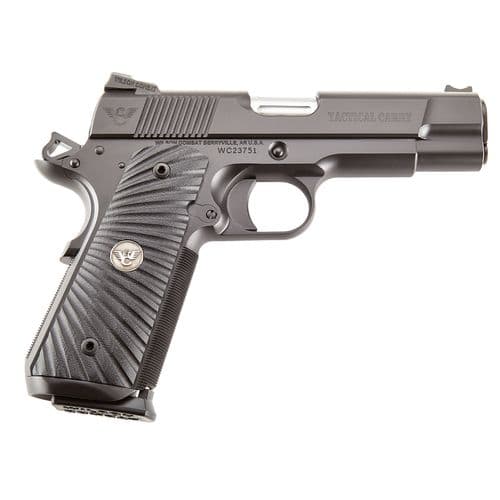 Wilson Combat TCCOM45 1911 Commander Tactical Carry 45 ACP 4.25" 8+1 Overall Black Carbon Steel with Black G10 Starburst Grip Wilson Combat TCCOM45 1911 Commander Tactical Carry 45 ACP 4.25" 8+1 Overall Black Carbon Steel with Black G10 Starburst Grip
