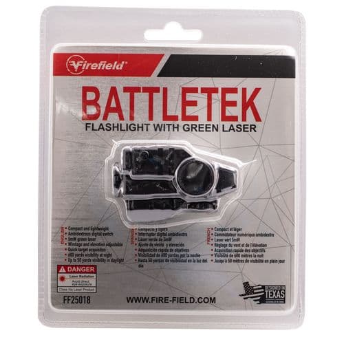 Firefield FF25018 BattleTek w/Laser 150 Lumens/5mW Output LED Light Green Laser 50 yds Day/600 yds Night Beam Matte Black Polymer Firefield FF25018 BattleTek w/Laser 150 Lumens/5mW Output LED Light Green Laser 50 yds Day/600 yds Night Beam Matte Black Polymer