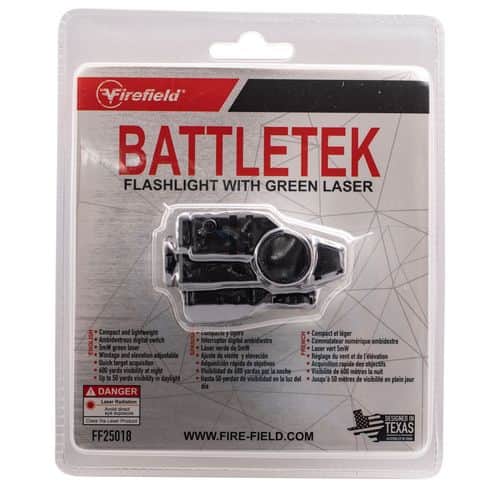 Firefield FF25018 BattleTek w/Laser 150 Lumens/5mW Output LED Light Green Laser 50 yds Day/600 yds Night Beam Matte Black Polymer Firefield FF25018 BattleTek w/Laser 150 Lumens/5mW Output LED Light Green Laser 50 yds Day/600 yds Night Beam Matte Black Polymer
