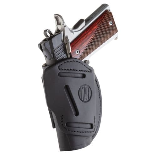 1791 Gunleather 4WH1SBLR 4-Way IWB/OWB 01 Stealth Black Leather Belt Clip Fits 3-4" Barrel 1911 1791 Gunleather 4WH1SBLR 4-Way IWB/OWB 01 Stealth Black Leather Belt Clip Fits 3-4" Barrel 1911