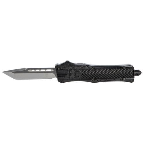 CobraTec Knives SBCTK1STNS CTK-1 Small 2.75" OTF Tanto Plain Black D2 Steel Blade/Black Aluminum Handle Features Glass Breaker Includes Pocket Clip CobraTec Knives SBCTK1STNS CTK-1 Small 2.75" OTF Tanto Plain Black D2 Steel Blade/Black Aluminum Handle Features Glass Breaker Includes Pocket Clip