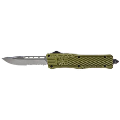 CobraTec Knives MODCTK1MDS CTK-1 Medium 3" OTF Drop Point Part Serrated D2 Steel Blade/OD Green Aluminum Handle Features Glass Breaker Includes Pocket Clip CobraTec Knives MODCTK1MDS CTK-1 Medium 3" OTF Drop Point Part Serrated D2 Steel Blade/OD Green Aluminum Handle Features Glass Breaker Includes Pocket Clip