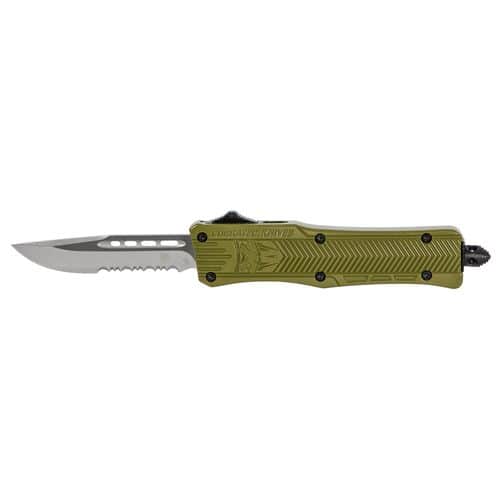 CobraTec Knives SODCTK1SDS CTK-1 Small 2.75" OTF Drop Point Part Serrated D2 Steel Blade/OD Green Aluminum Handle Features Glass Breaker Includes Pocket Clip CobraTec Knives SODCTK1SDS CTK-1 Small 2.75" OTF Drop Point Part Serrated D2 Steel Blade/OD Green Aluminum Handle Features Glass Breaker Includes Pocket Clip