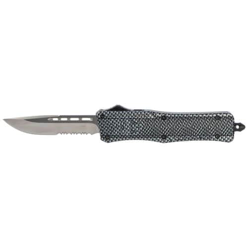 CobraTec Knives MSCFTK1MDS CTK-1 Medium 3" OTF Drop Point Part Serrated D2 Steel Blade/ Carbon Fiber Aluminum Handle Features Glass Breaker Includes Pocket Clip CobraTec Knives MSCFTK1MDS CTK-1 Medium 3" OTF Drop Point Part Serrated D2 Steel Blade/ Carbon Fiber Aluminum Handle Features Glass Breaker Includes Pocket Clip