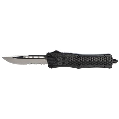 CobraTec Knives MBCTK1MDS CTK-1 Medium 3" OTF Drop Point Part Serrated D2 Steel Blade/Black Aluminum Handle Features Glass Breaker Includes Pocket Clip CobraTec Knives MBCTK1MDS CTK-1 Medium 3" OTF Drop Point Part Serrated D2 Steel Blade/Black Aluminum Handle Features Glass Breaker Includes Pocket Clip