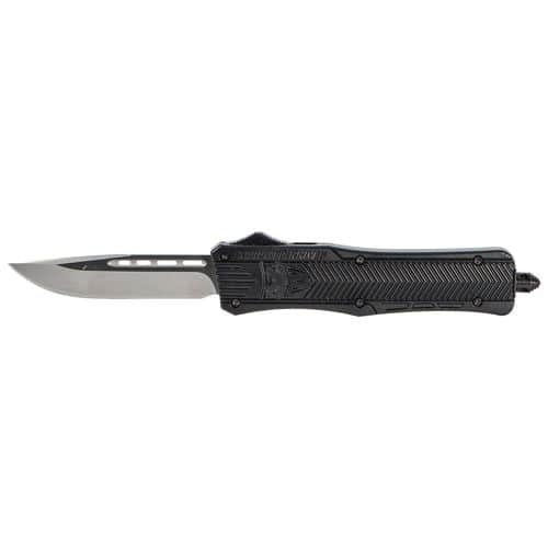 CobraTec Knives MBCTK1MDNS CTK-1 Medium 3" OTF Drop Point Plain D2 Steel Blade/Black Aluminum Handle Features Glass Breaker Includes Side Button CobraTec Knives MBCTK1MDNS CTK-1 Medium 3" OTF Drop Point Plain D2 Steel Blade/Black Aluminum Handle Features Glass Breaker Includes Side Button