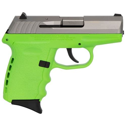 SCCY Industries CPX2TTLG CPX-2 Carbon 9mm Luger 3.10" 10+1 Stainless Steel Slide Lime Polymer Grip No Manual Safety SCCY Industries CPX2TTLG CPX-2 Carbon 9mm Luger 3.10" 10+1 Stainless Steel Slide Lime Polymer Grip No Manual Safety