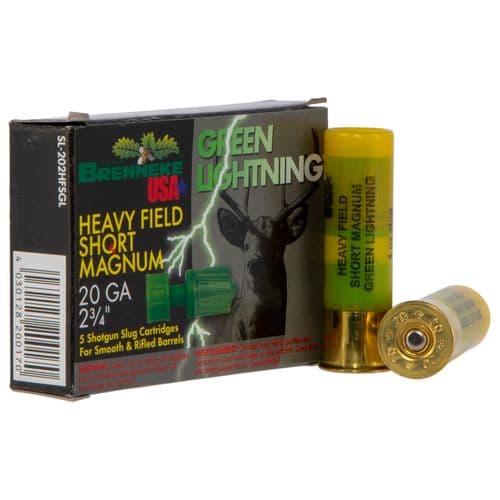 Brenneke SL202HFSGL Green Lightning 20 Gauge 2.75" Slug 1 oz 5 Bx/ 50 Cs Brenneke SL202HFSGL Green Lightning 20 Gauge 2.75" Slug 1 oz 5 Bx/ 50 Cs