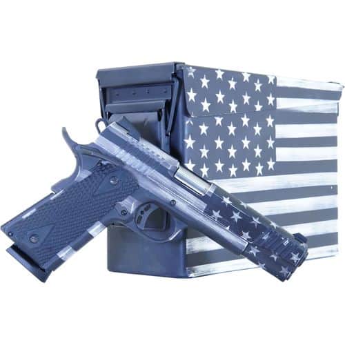 Citadel CITC45FUSGAC M1911 Flag 45 ACP 8+1, 5" Stainless Steel Barrel, American Flag Gray Cerakote Serrated Steel Slide, Steel Frame w/Beavertail, Matching Ammo Can, Ambidextrous Citadel CITC45FUSGAC M1911 Flag 45 ACP 8+1, 5" Stainless Steel Barrel, American Flag Gray Cerakote Serrated Steel Slide, Steel Frame w/Beavertail, Matching Ammo Can, Ambidextrous