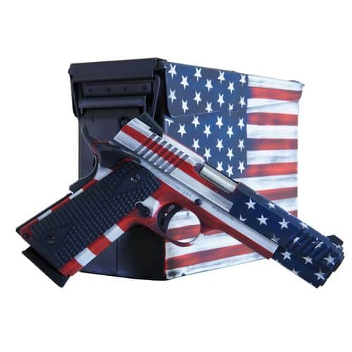 Citadel CITC45FUSAAC M1911 Flag 45 ACP 8+1, 5" Stainless Steel Barrel, American Flag Cerakote Serrated Steel Slide, Steel Frame w/Beavertail, Features Matching Ammo Can, Ambidextrous Citadel CITC45FUSAAC M1911 Flag 45 ACP 8+1, 5" Stainless Steel Barrel, American Flag Cerakote Serrated Steel Slide, Steel Frame w/Beavertail, Features Matching Ammo Can, Ambidextrous