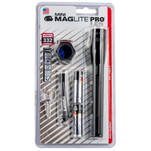 Maglite SP2P01C Mini Maglite Pro Combo Pack Black Aluminum Red/Blue/Clear LED 332 Lumens 172 Meters Range AA Maglite SP2P01C Mini Maglite Pro Combo Pack Black Aluminum Red/Blue/Clear LED 332 Lumens 172 Meters Range AA