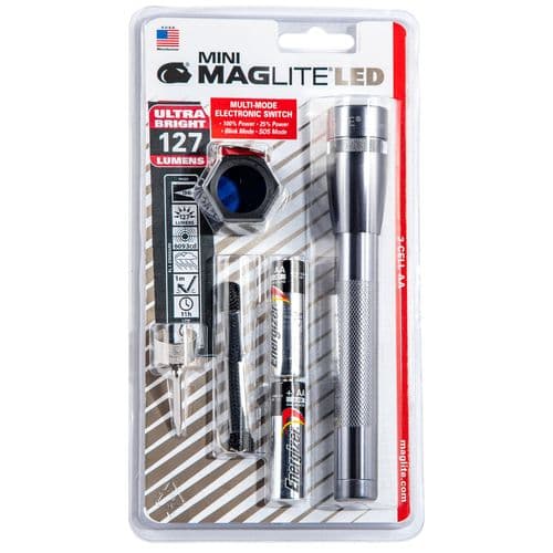 Maglite SP2209C Mini Maglite Combo Pack Silver Aluminum Red/Blue/Clear LED 127 Lumens Maglite SP2209C Mini Maglite Combo Pack Silver Aluminum Red/Blue/Clear LED 127 Lumens