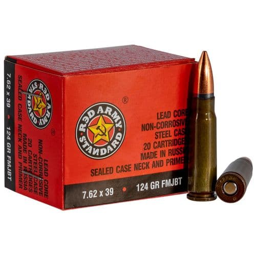 Red Army Standard AM2423 Red Army Standard 7.62x39mm 124 gr Full Metal Jacket Boat-Tail (FMJBT) 20 Bx/ 50 Cs Red Army Standard AM2423 Red Army Standard 7.62x39mm 124 gr Full Metal Jacket Boat-Tail (FMJBT) 20 Bx/ 50 Cs