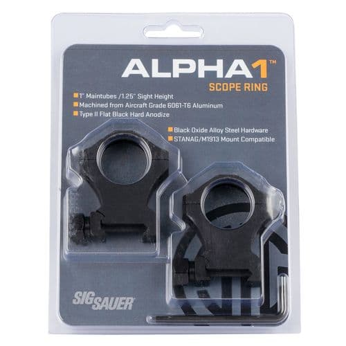 Sig Sauer Electro-Optics SOA10022 Alpha1 Hunting Scope Ring Set Weaver Extra High 1" Black Powder Coated Aluminum Sig Sauer Electro-Optics SOA10022 Alpha1 Hunting Scope Ring Set Weaver Extra High 1" Black Powder Coated Aluminum