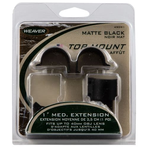 Weaver Mounts 49091 Scope Ring Set Top Mount Medium QD Extended 1" Matte Black Aluminum Weaver Mounts 49091 Scope Ring Set Top Mount Medium QD Extended 1" Matte Black Aluminum