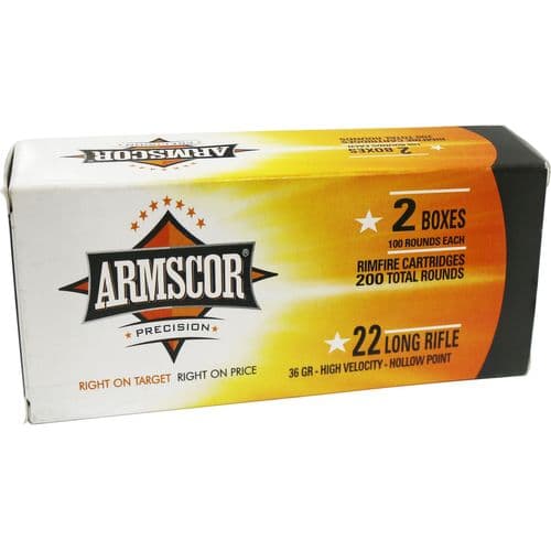 Armscor 50321 Rimfire 22 LR 36 gr High Velocity Hollow Point (HVHP) 200 Bx/11 Cs (Value Pack) Armscor 50321 Rimfire 22 LR 36 gr High Velocity Hollow Point (HVHP) 200 Bx/11 Cs (Value Pack)