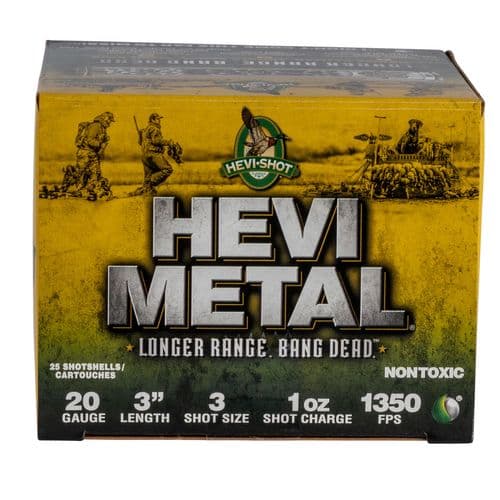 HEVI-Shot HS39003 Hevi-Metal Longer Range 20 Gauge 3" 1 oz 3 Shot 25 Bx/ 10 Cs HEVI-Shot HS39003 Hevi-Metal Longer Range 20 Gauge 3" 1 oz 3 Shot 25 Bx/ 10 Cs