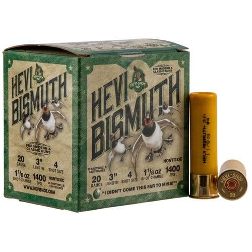 HEVI-Shot HS17004 Hevi-Bismuth Waterfowl 20 Gauge 3" 1 1/8 oz 4 Shot 25 Bx/ 10 Cs HEVI-Shot HS17004 Hevi-Bismuth Waterfowl 20 Gauge 3" 1 1/8 oz 4 Shot 25 Bx/ 10 Cs