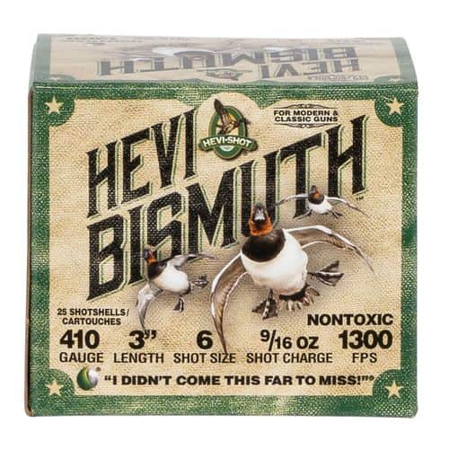HEVI-Shot HS19006 Hevi-Bismuth Waterfowl 410 Gauge 3" 9/16 oz 6 Shot 25 Bx HEVI-Shot HS19006 Hevi-Bismuth Waterfowl 410 Gauge 3" 9/16 oz 6 Shot 25 Bx