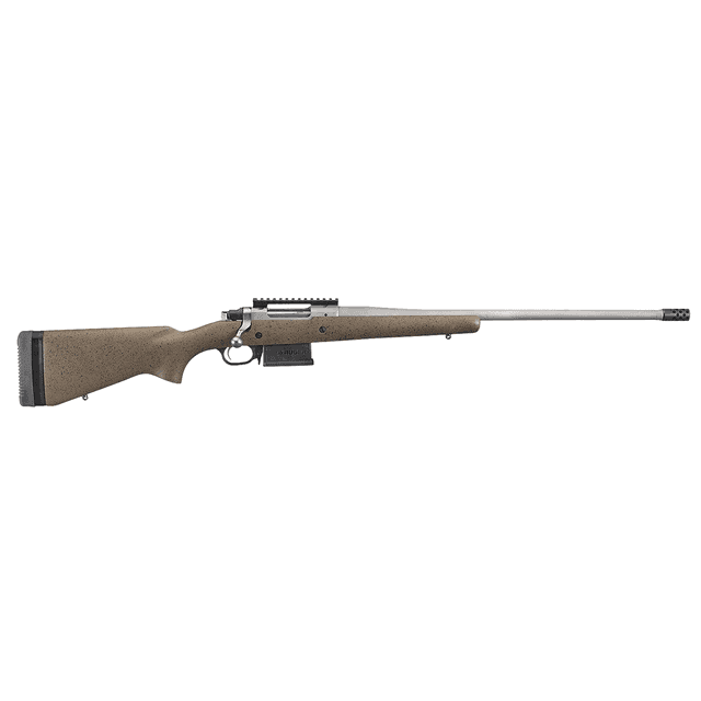 Ruger 47198 Hawkeye Long-Range Hunter 6.5 Creedmoor 5+1 22" Matte Stainless Black Speckled Brown Synthetic Stock Right Hand (Full Size) Ruger 47198 Hawkeye Long-Range Hunter 6.5 Creedmoor 5+1 22" Matte Stainless Black Speckled Brown Synthetic Stock Right Hand (Full Size)