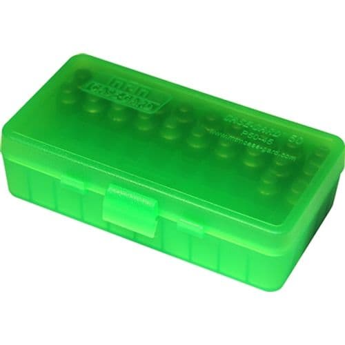 MTM Case-Gard P50-45 50 Round Clear Green Plastic Ammunition Box MTM Case-Gard P50-45 50 Round Clear Green Plastic Ammunition Box