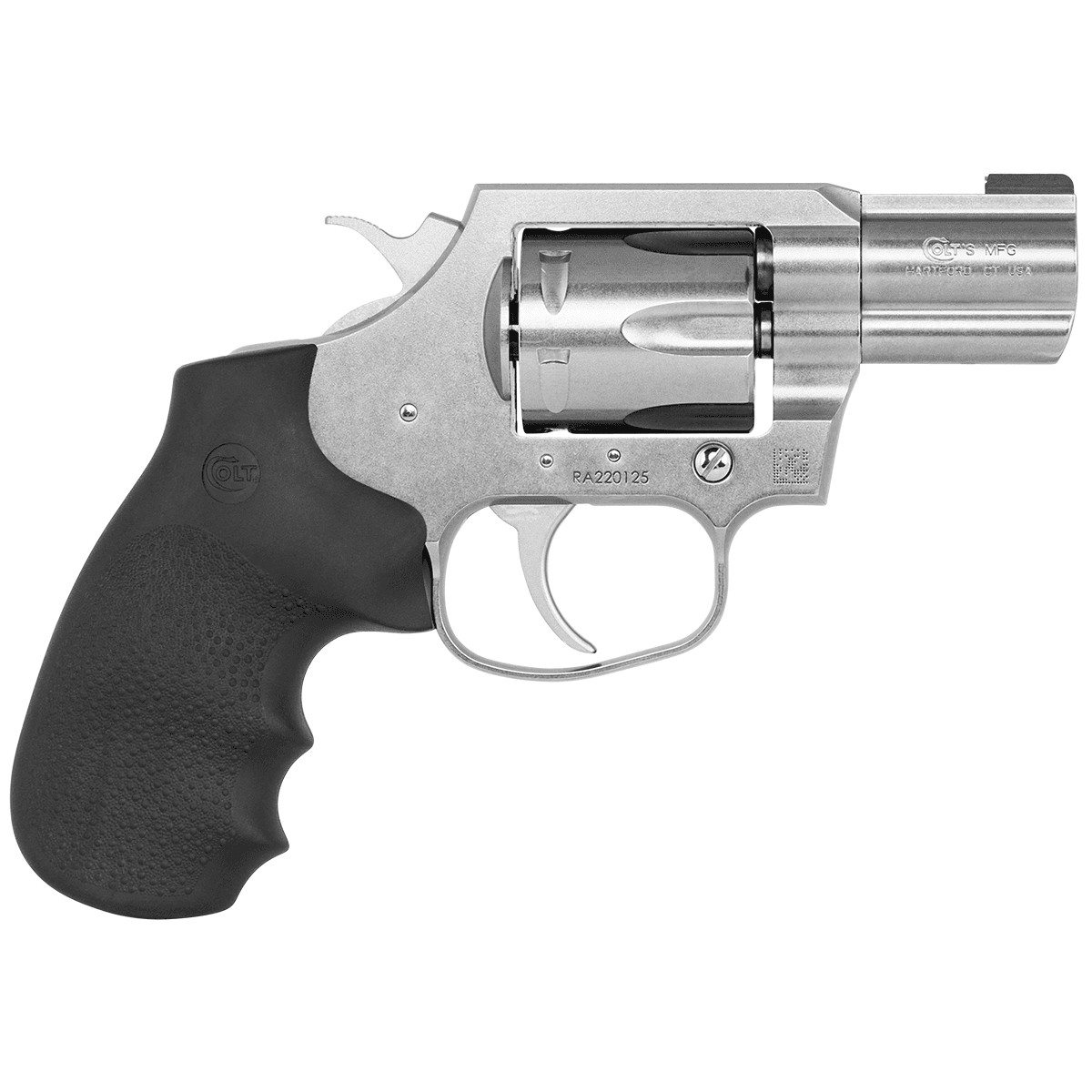 Colt Mfg KCOBRASB2BBS King Cobra Carry 357 Mag 6rd 2" Overall Brushed Stainless Steel with Black Hogue Overmolded Grip Colt Mfg KCOBRASB2BBS King Cobra Carry 357 Mag 6rd 2" Overall Brushed Stainless Steel with Black Hogue Overmolded Grip