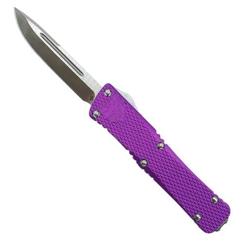 CobraTec Knives MKPURMDNS Mini Mamba 2.25" OTF Drop Point Plain D2 Steel Blade/Purple Aluminum Handle Includes Pocket Clip CobraTec Knives MKPURMDNS Mini Mamba 2.25" OTF Drop Point Plain D2 Steel Blade/Purple Aluminum Handle Includes Pocket Clip