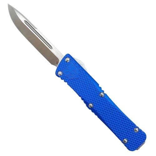 CobraTec Knives MKBLUMDNS Mini Mamba 2.25" OTF Drop Point Plain D2 Steel Blade/Blue Aluminum Handle Includes Pocket Clip CobraTec Knives MKBLUMDNS Mini Mamba 2.25" OTF Drop Point Plain D2 Steel Blade/Blue Aluminum Handle Includes Pocket Clip