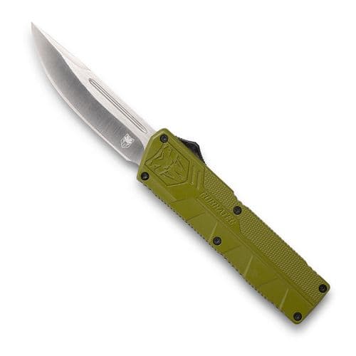 CobraTec Knives ODCTLWDNS Lightweight 3.25" OTF Drop Point Plain D2 Steel Blade/OD Green Aluminum Handle Includes Pocket Clip CobraTec Knives ODCTLWDNS Lightweight 3.25" OTF Drop Point Plain D2 Steel Blade/OD Green Aluminum Handle Includes Pocket Clip
