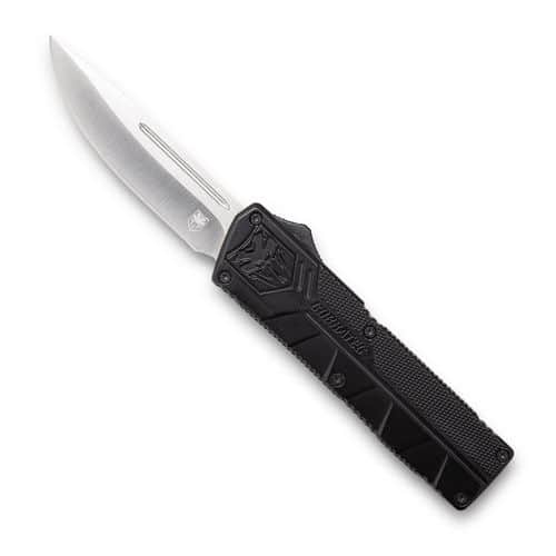 CobraTec Knives BCTLWDNS Lightweight 3.25" OTF Drop Point Plain D2 Steel Blade/Black Aluminum Handle Includes Pocket Clip CobraTec Knives BCTLWDNS Lightweight 3.25" OTF Drop Point Plain D2 Steel Blade/Black Aluminum Handle Includes Pocket Clip