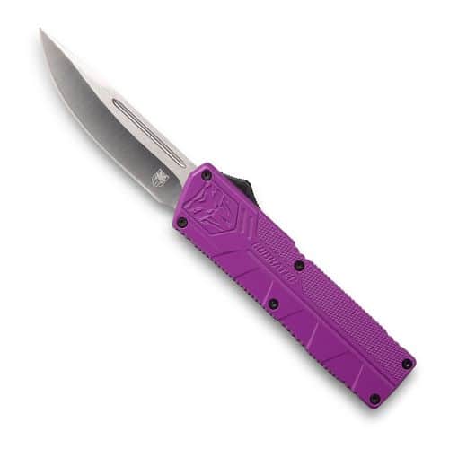 CobraTec Knives PURCTLWDNS Lightweight 3.25" OTF Drop Point Plain D2 Steel Blade/Purple Aluminum Handle Includes Pocket Clip CobraTec Knives PURCTLWDNS Lightweight 3.25" OTF Drop Point Plain D2 Steel Blade/Purple Aluminum Handle Includes Pocket Clip