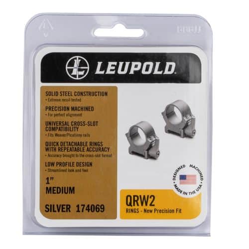 Leupold 174069 QRW2 Scope Ring Set Picatinny/Weaver Medium 1" Silver Steel Leupold 174069 QRW2 Scope Ring Set Picatinny/Weaver Medium 1" Silver Steel
