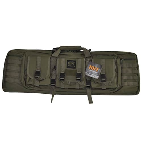 Bulldog BDT4037G BDT Tactical Single Rifle Case made of Nylon with Green Finish, 3 Accessory Pockets, Deluxe Padded Backstraps, Lockable Zippers & Padded Internal Divider 13" H x 37" W x 3" D Internal Dimensions Bulldog BDT4037G BDT Tactical Single Rifle Case made of Nylon with Green Finish, 3 Accessory Pockets, Deluxe Padded Backstraps, Lockable Zippers & Padded Internal Divider 13" H x 37" W x 3" D Internal Dimensions