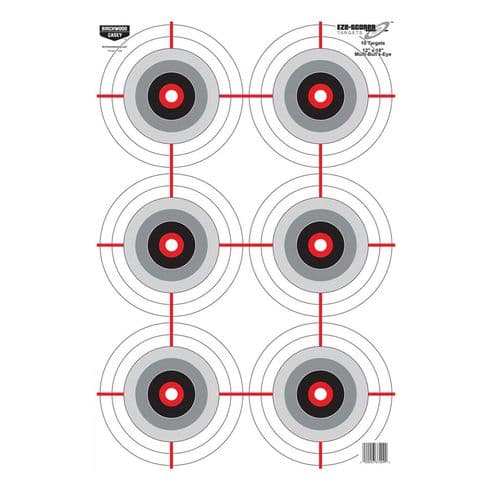 Birchwood Casey 37209 EZE-Scorer Multiple Bull's-Eye Bullseye Paper Target 12" x 18" 10 Per Pack Birchwood Casey 37209 EZE-Scorer Multiple Bull's-Eye Bullseye Paper Target 12" x 18" 10 Per Pack