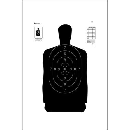 Action Target B34100 B-34 Qualification Target Silhouette Hanging Paper Target 17.50" x 23" 100 Per Box Action Target B34100 B-34 Qualification Target Silhouette Hanging Paper Target 17.50" x 23" 100 Per Box