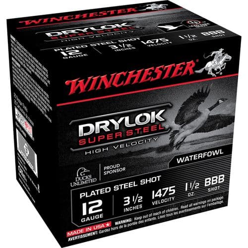 Winchester Ammo SSH12LHBBB Drylock Super Steel High Velocity 12 Gauge 3.50" 1 1/2 oz BBB Shot 25 Bx/ 10 Cs Winchester Ammo SSH12LHBBB Drylock Super Steel High Velocity 12 Gauge 3.50" 1 1/2 oz BBB Shot 25 Bx/ 10 Cs